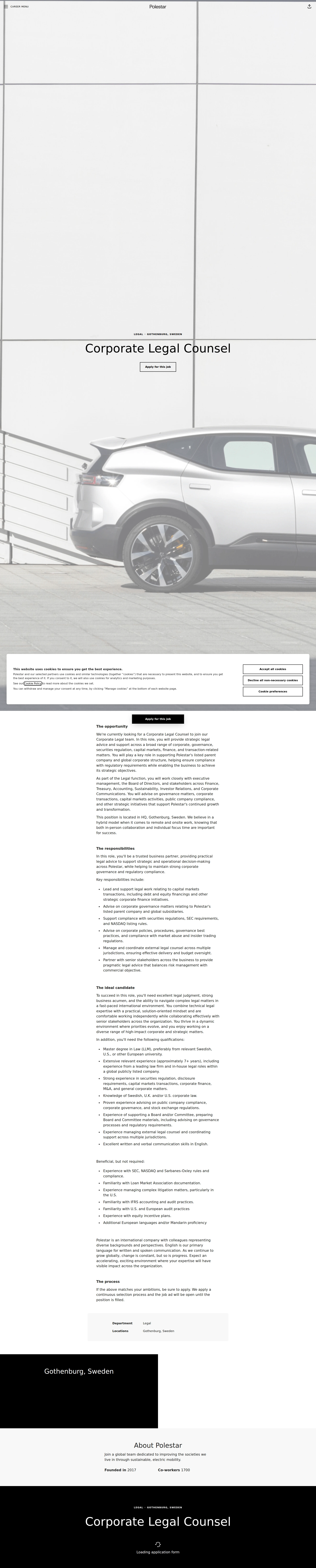 폴스타 Corporate Legal Counsel 채용공고