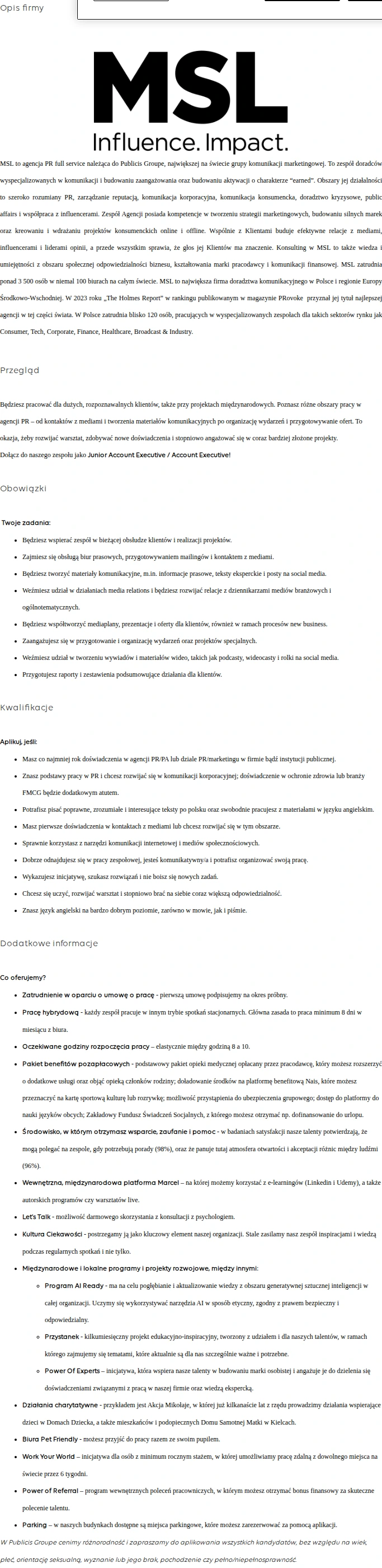 Publicis Groupe (Junior) Account Executive 채용공고