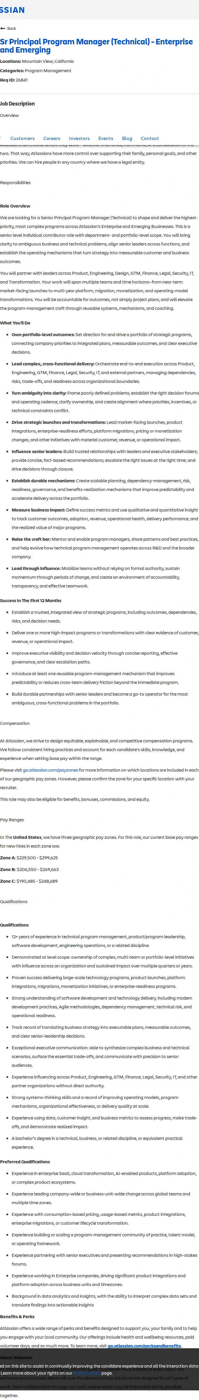 아틀라시안 Sr Principal Program Manager (Technical) - Enterprise and Emerging 채용공고