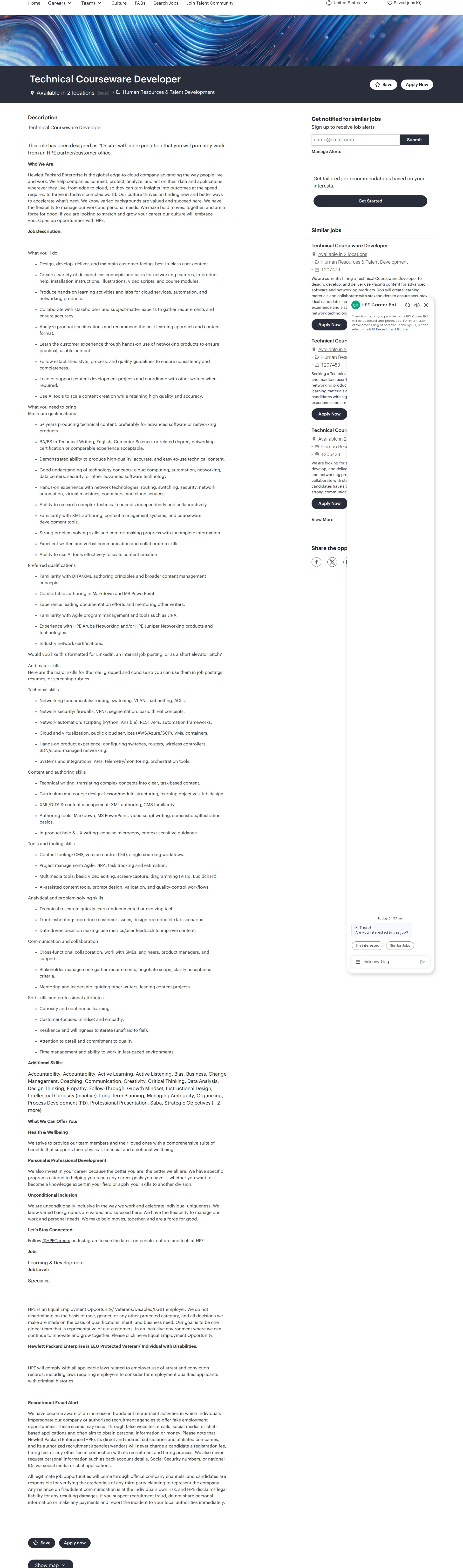HP Technical Courseware Developer 채용공고