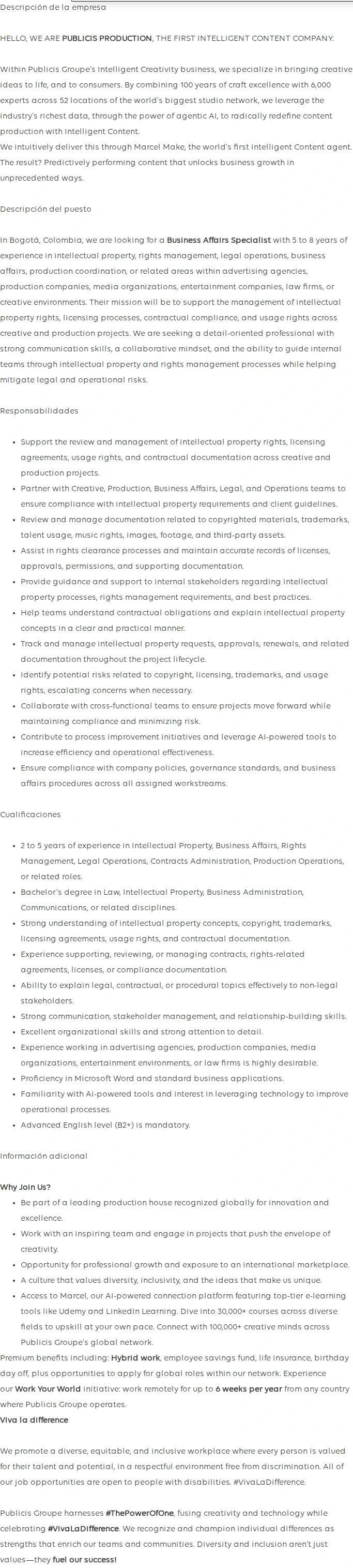 Publicis Groupe Business Affairs Specialist 채용공고