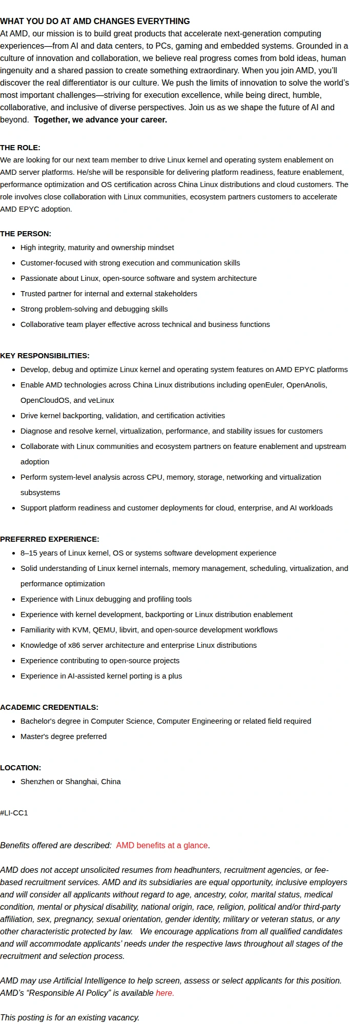 AMD Linux Kernel & OS Enablement Engineer 채용공고