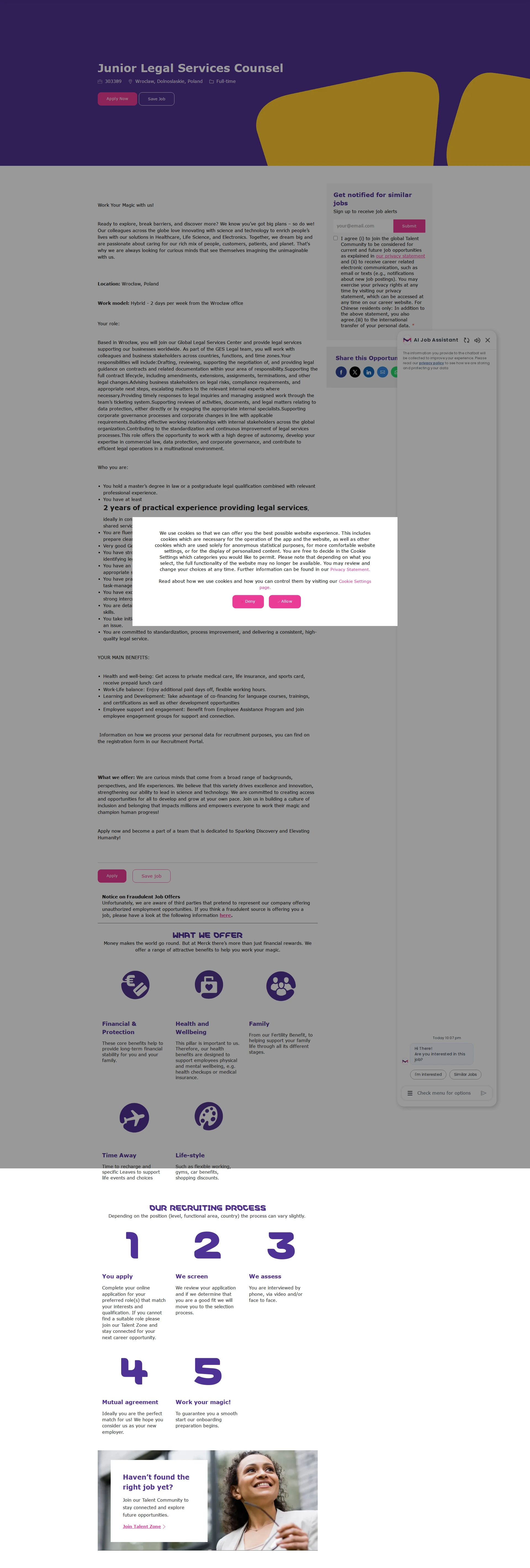 머크 Junior Legal Services Counsel 채용공고