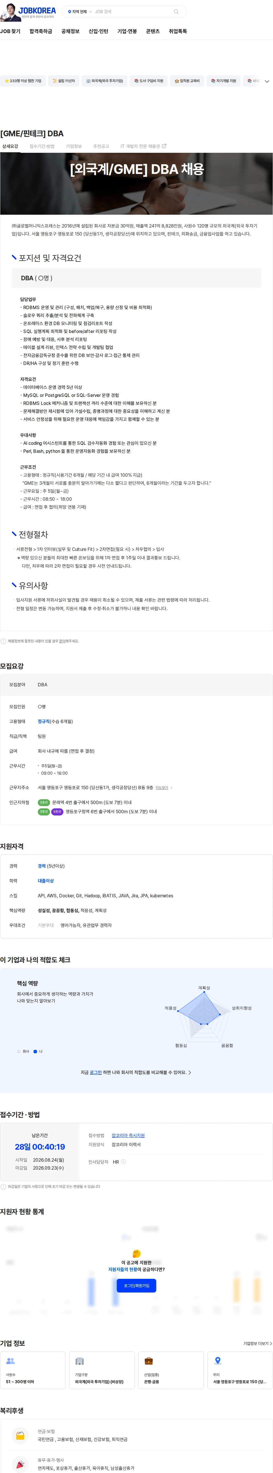 글로벌머니익스프레스 [GME/핀테크] DBA 채용공고
