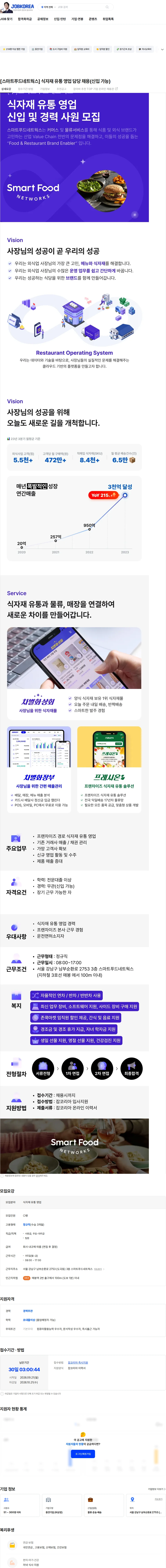 스마트푸드네트웍스 [스마트푸드네트웍스] 식자재 유통 영업 담당 채용(신입 가능) 채용공고