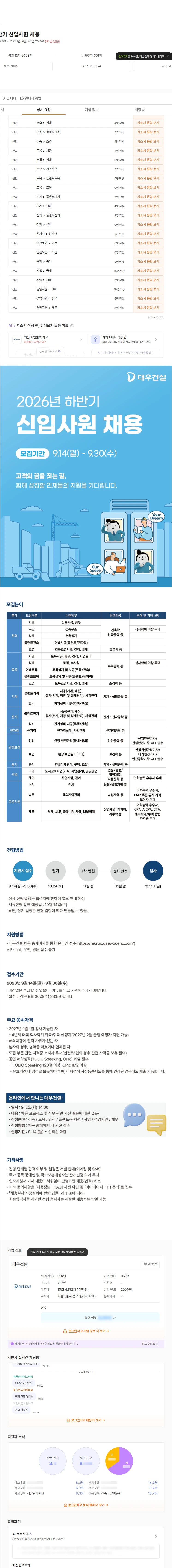 대우건설 2026년 하반기 신입사원 채용 채용공고