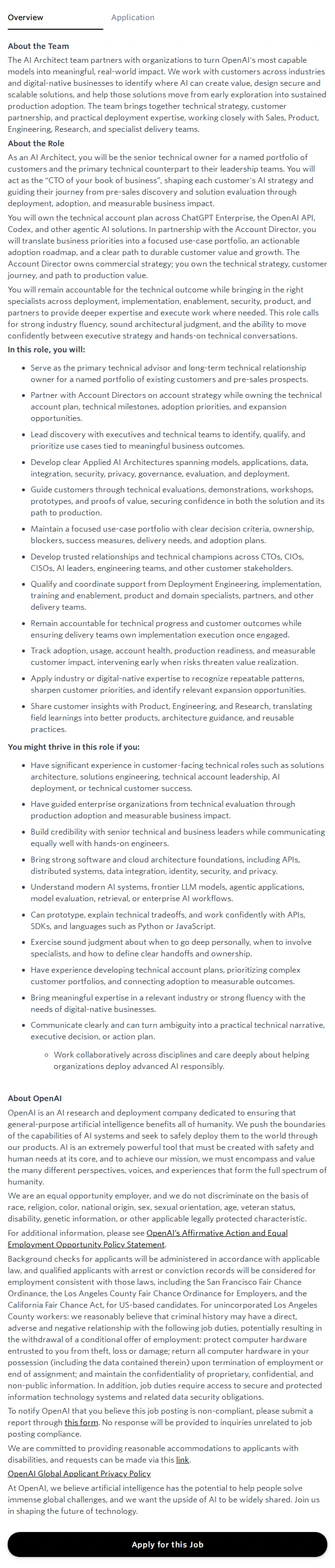 오픈에이아이(OpenAI) Applied AI Architect, Digital Natives 채용공고