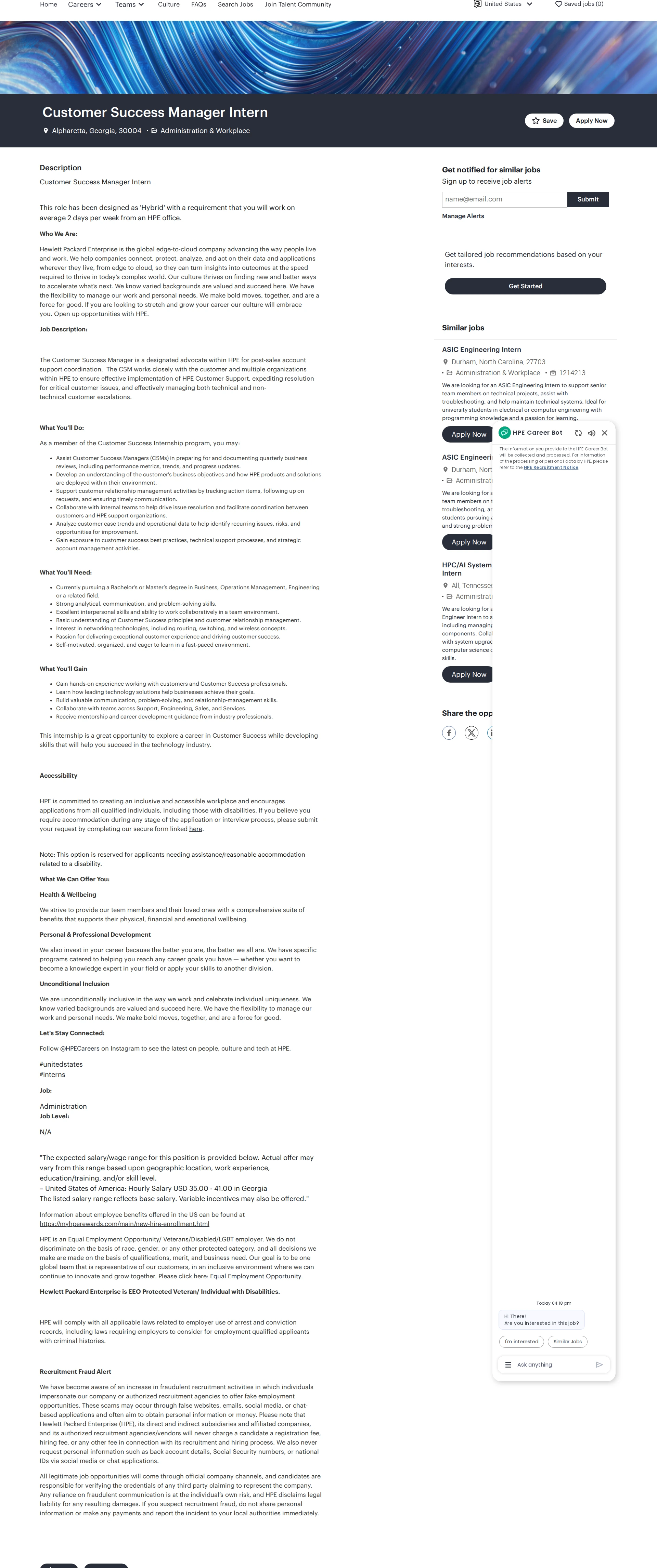 HP Customer Success Manager Intern 채용공고