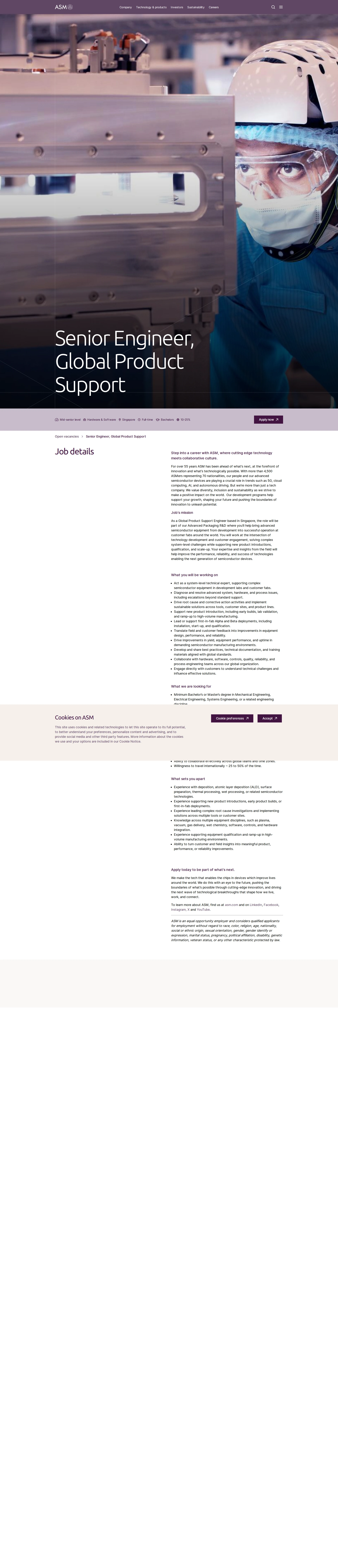 ASM Senior Engineer, Global Product Support 채용공고