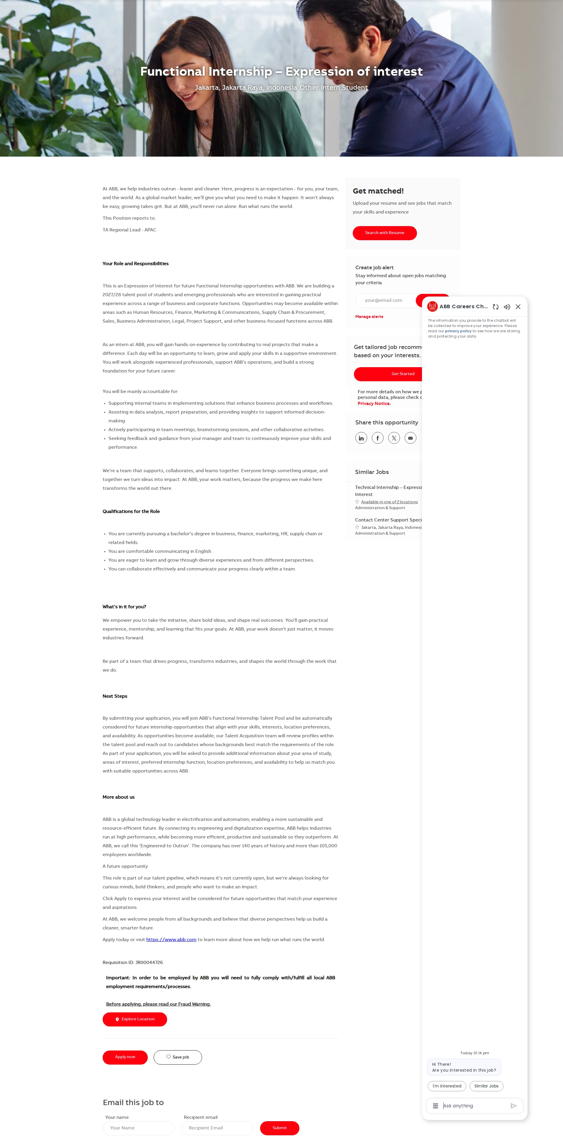 ABB코리아 Functional Internship – Expression of interest 채용공고