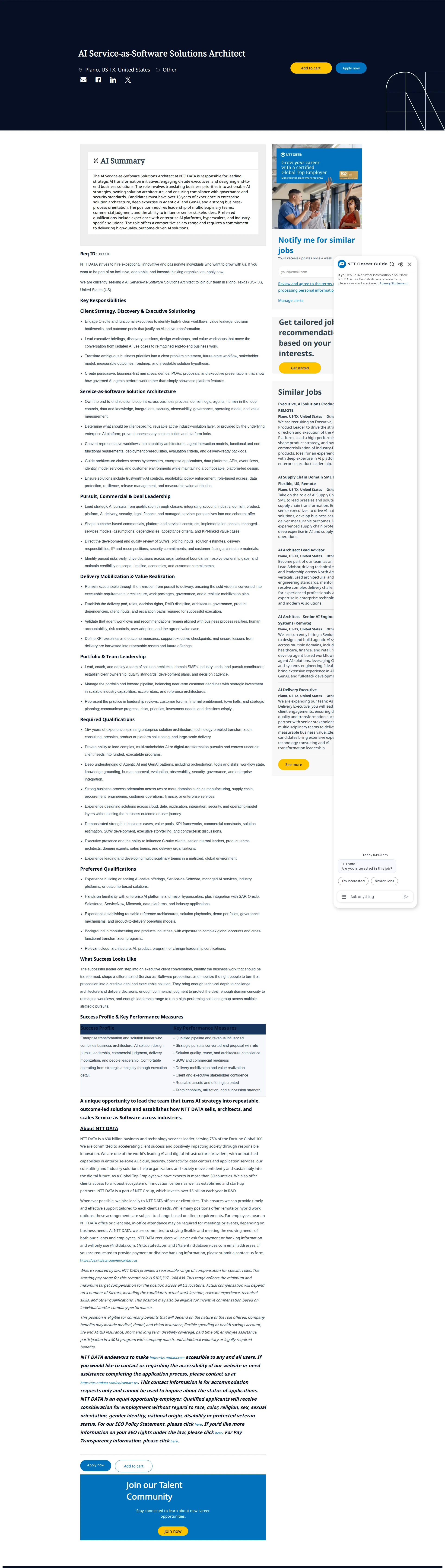 NTT데이터 AI Service-as-Software Solutions Architect 채용공고