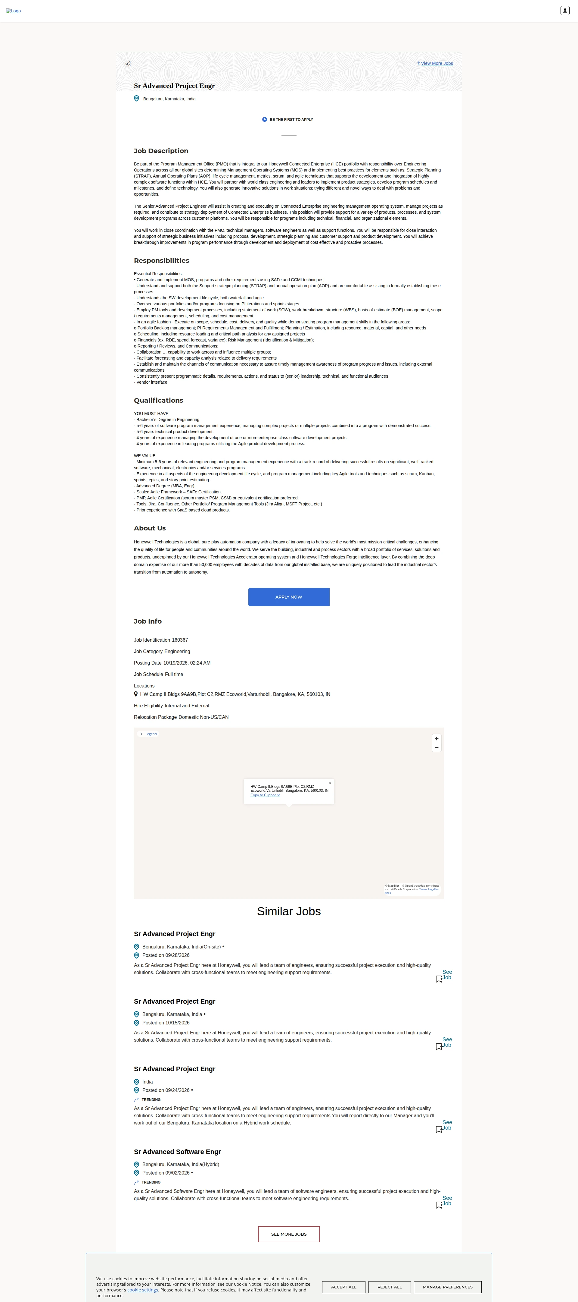 허니웰 Sr Advanced Project Engr 채용공고