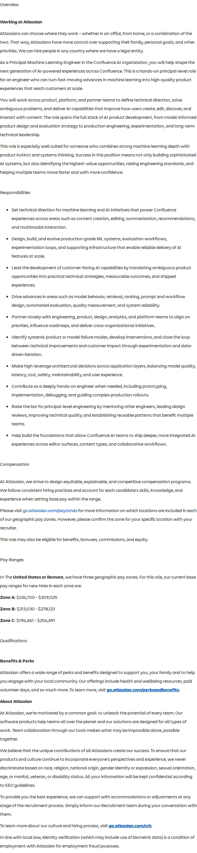 아틀라시안 Principal Machine Learning Engineer 채용공고