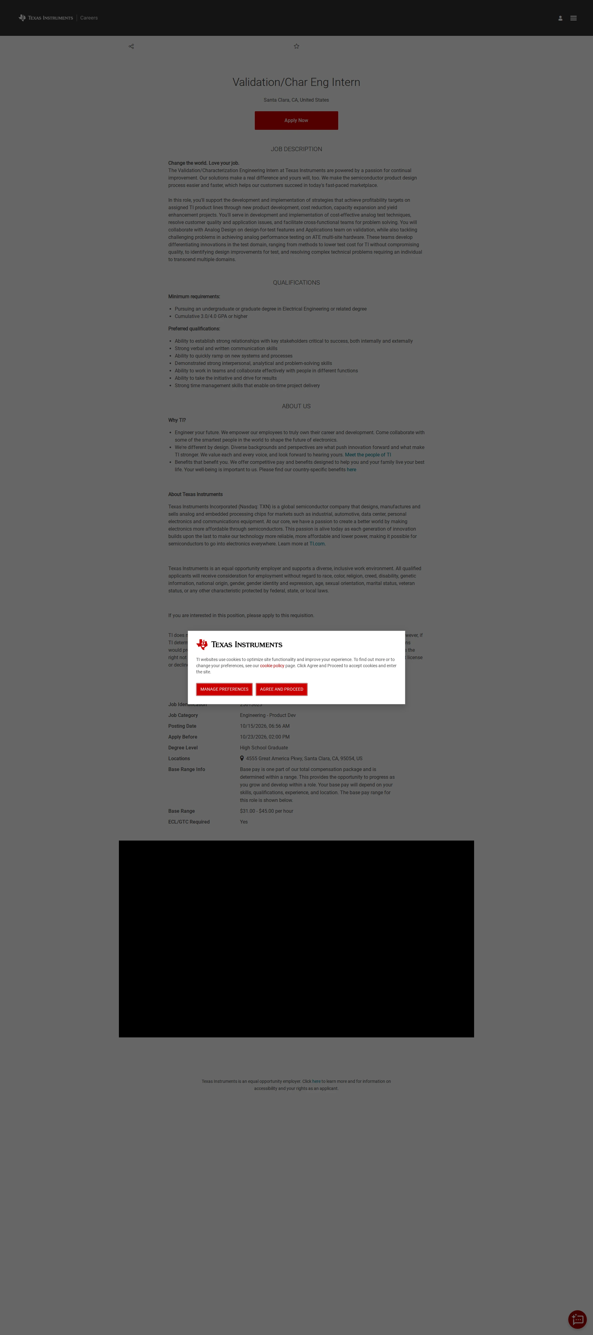 텍사스인스트루먼트코리아 Validation/Char Eng Intern 채용공고