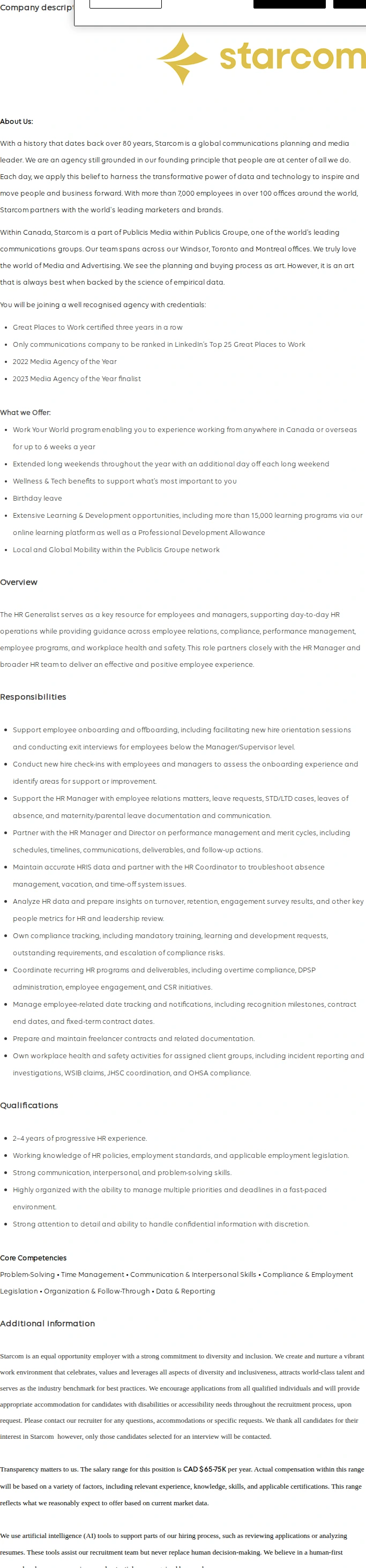 Publicis Groupe HR Generalist 채용공고