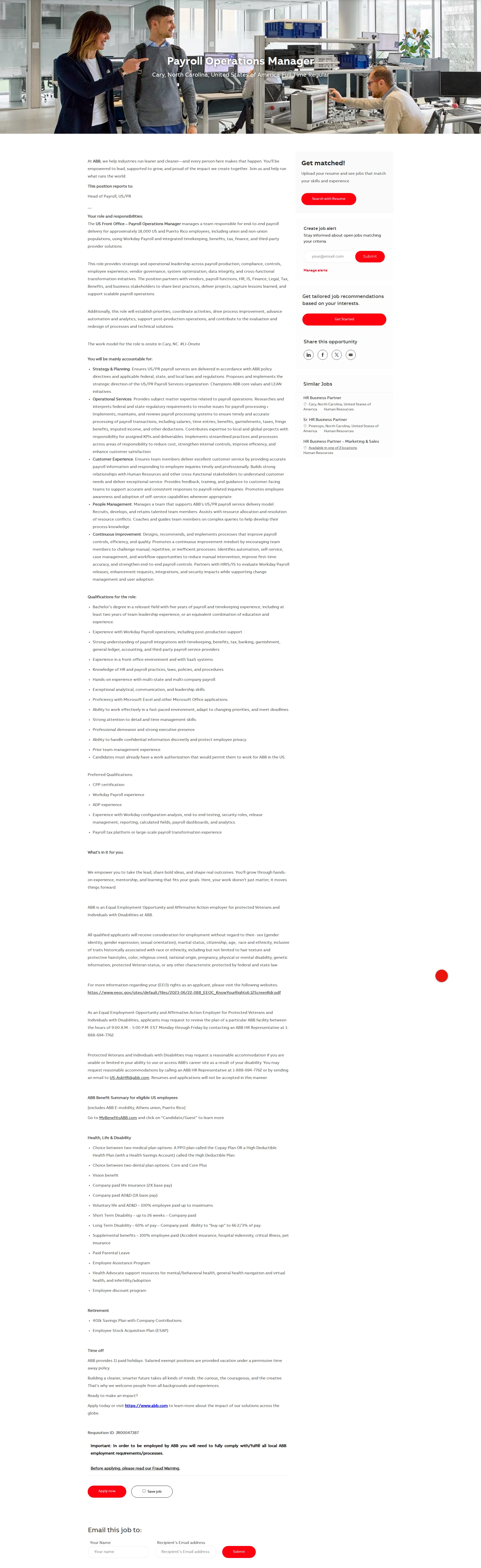 ABB코리아 Payroll Operations Manager 채용공고