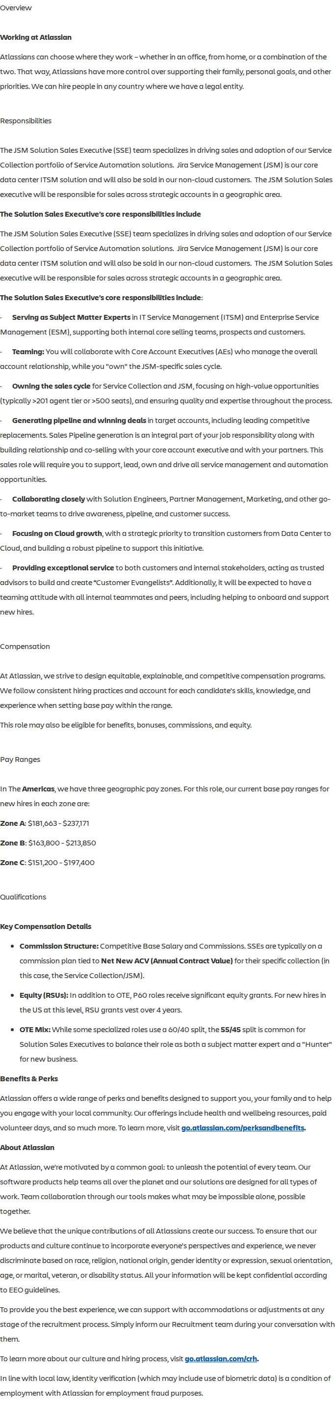 아틀라시안 Atlassian Solution Sales Executive:  JSM, Strategic Accounts - Remote 채용공고