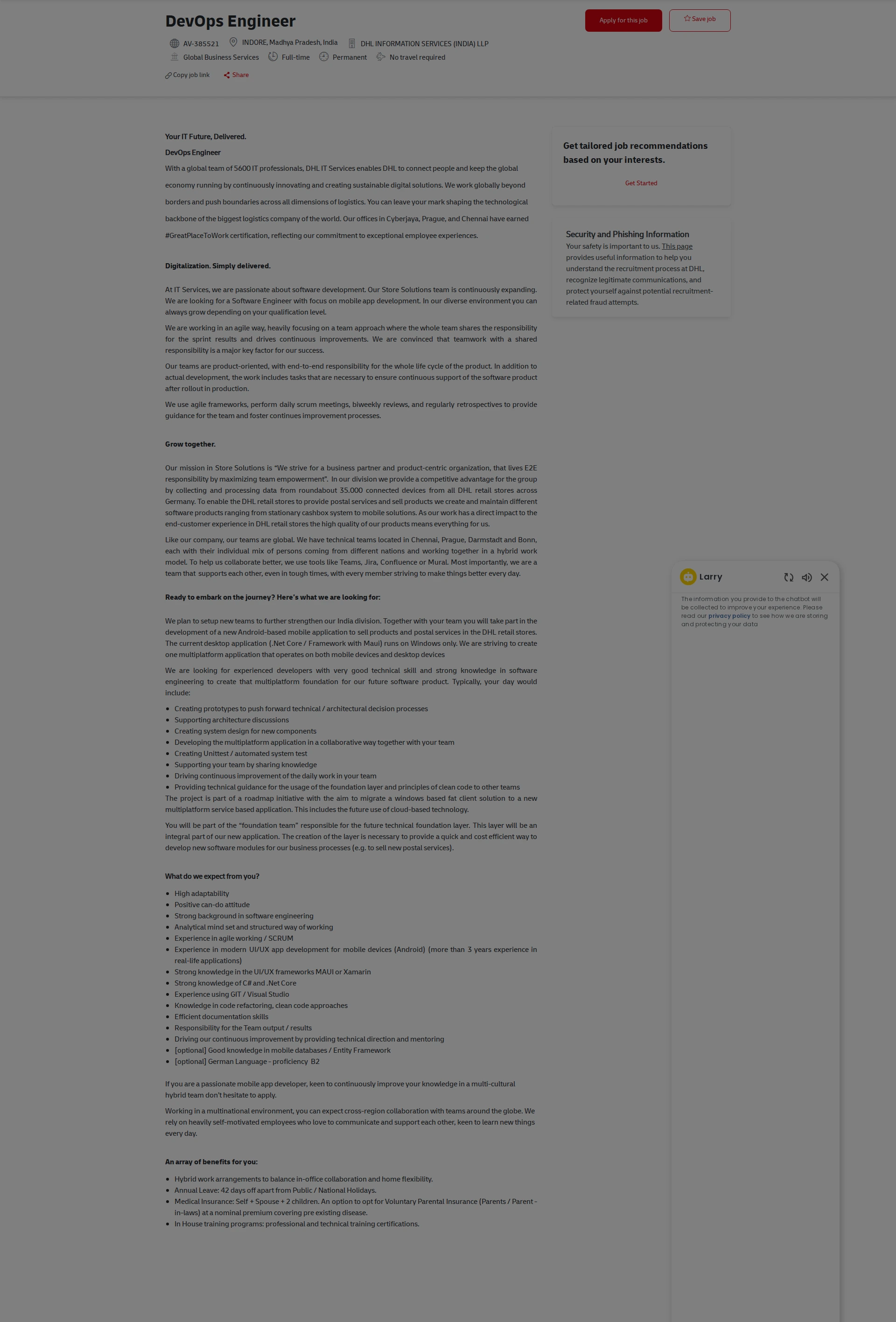DHL DevOps Engineer 채용공고