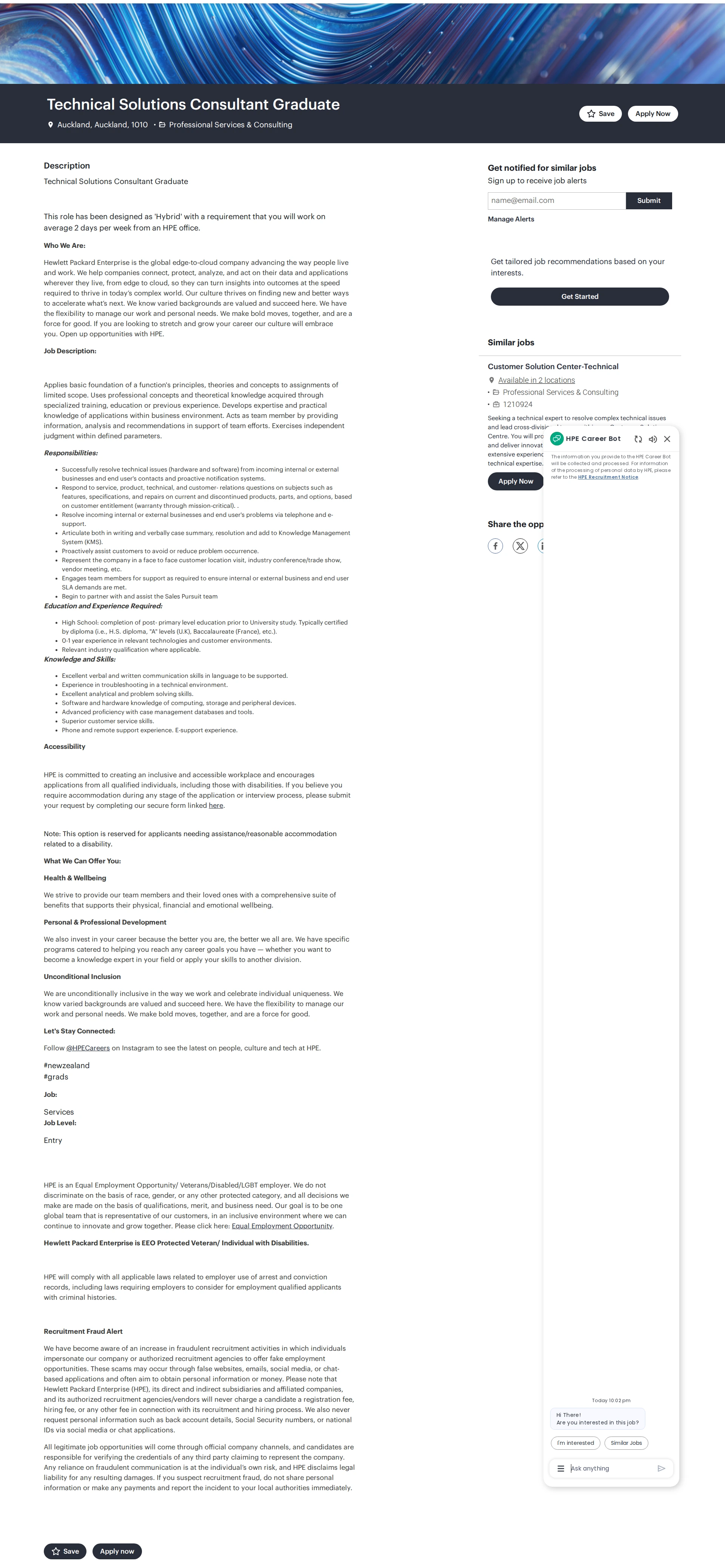 HP Technical Solutions Consultant Graduate 채용공고