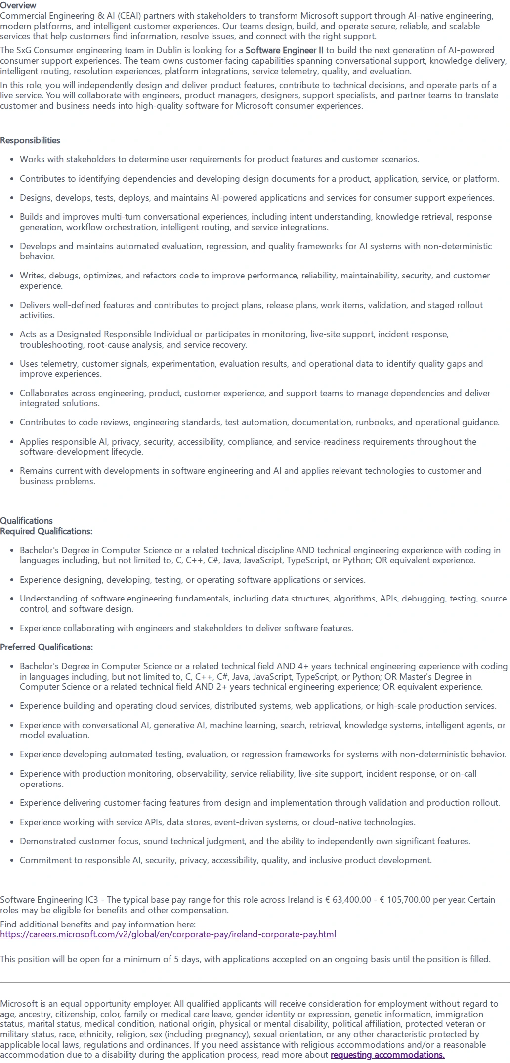 마이크로소프트(Microsoft) Software Engineer II- SxG 채용공고