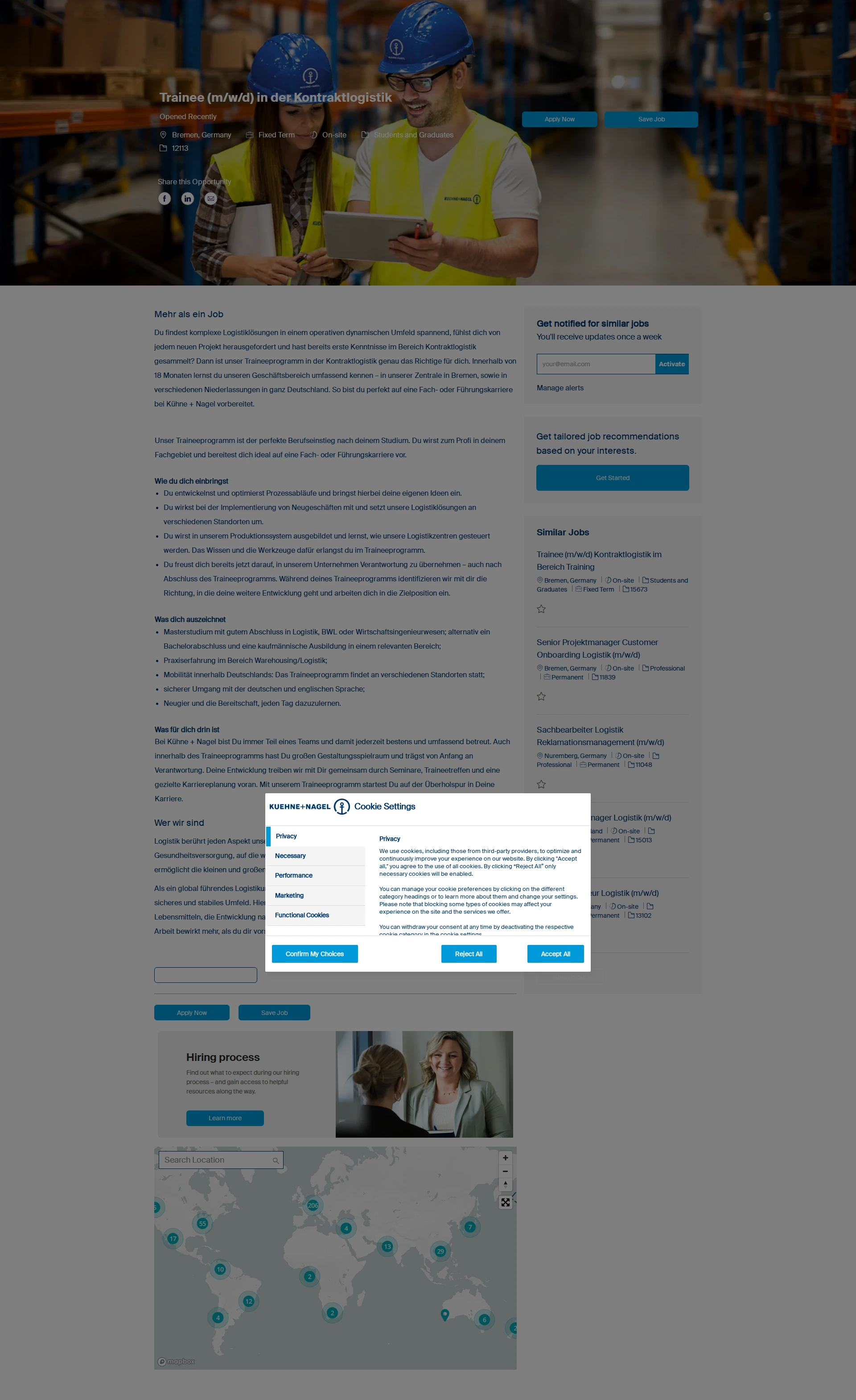 퀴네앤드나겔 Trainee (m/w/d) in der Kontraktlogistik 채용공고
