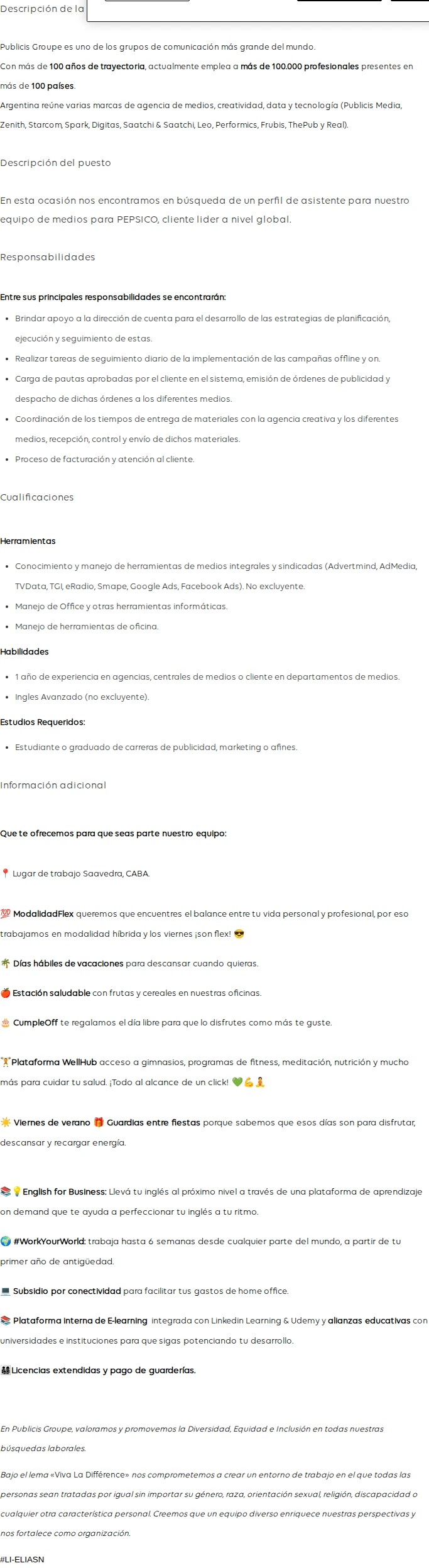 Publicis Groupe Media Assistant 채용공고