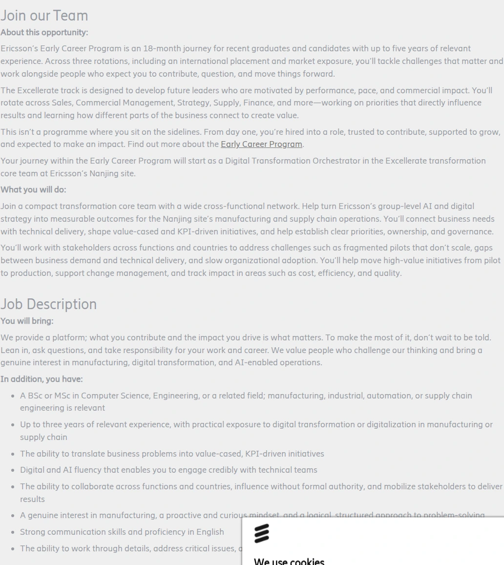 LG에릭슨 Digital Transformation Orchestrator | Early Career Program 채용공고
