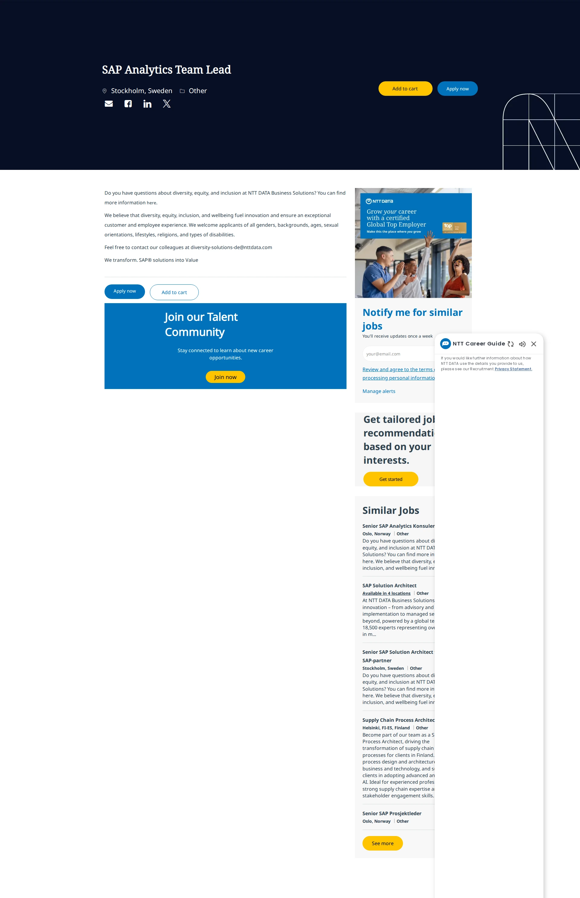 NTT데이터 SAP Analytics Team Lead 채용공고