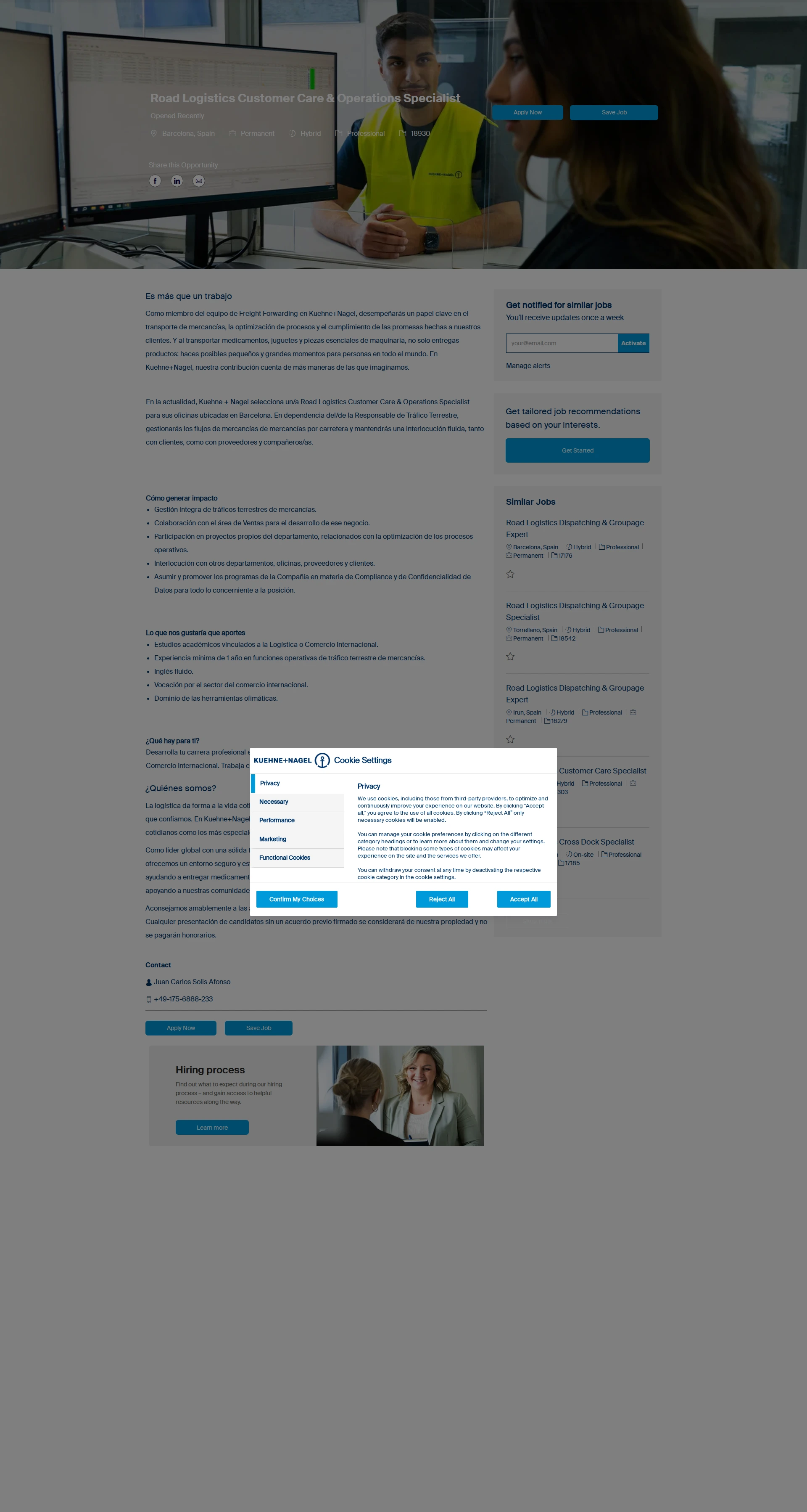 퀴네앤드나겔 Road Logistics Customer Care & Operations Specialist 채용공고