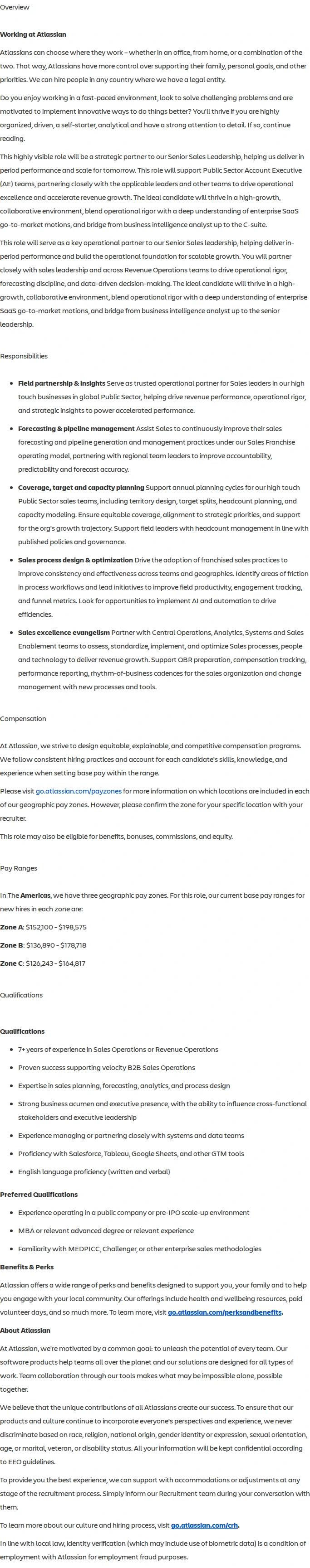 아틀라시안 Principal Analyst, Sales Strategy & Operations - Public Sector Sales 채용공고