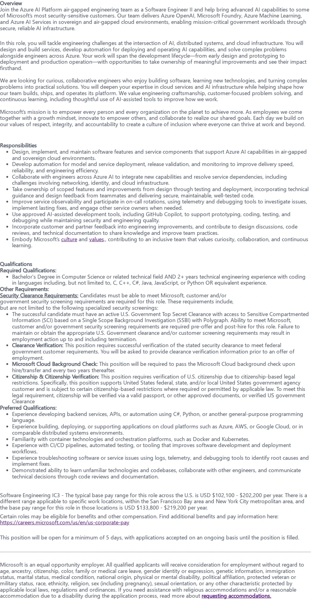 마이크로소프트(Microsoft) Software Engineer II - CTJ - Poly 채용공고