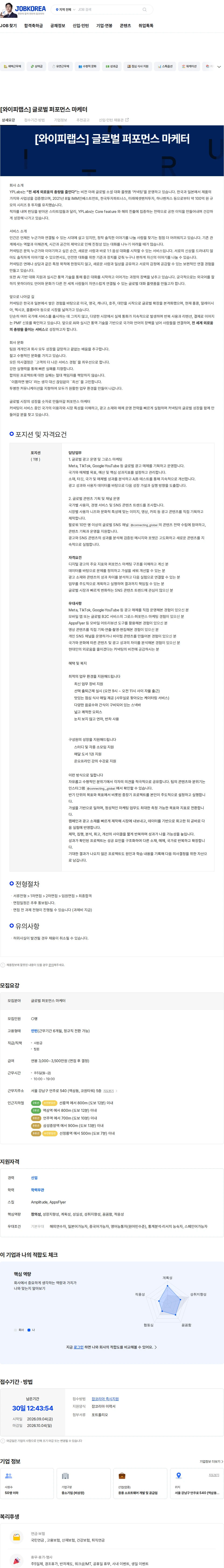 와이피랩스 [와이피랩스] 글로벌 퍼포먼스 마케터 채용공고