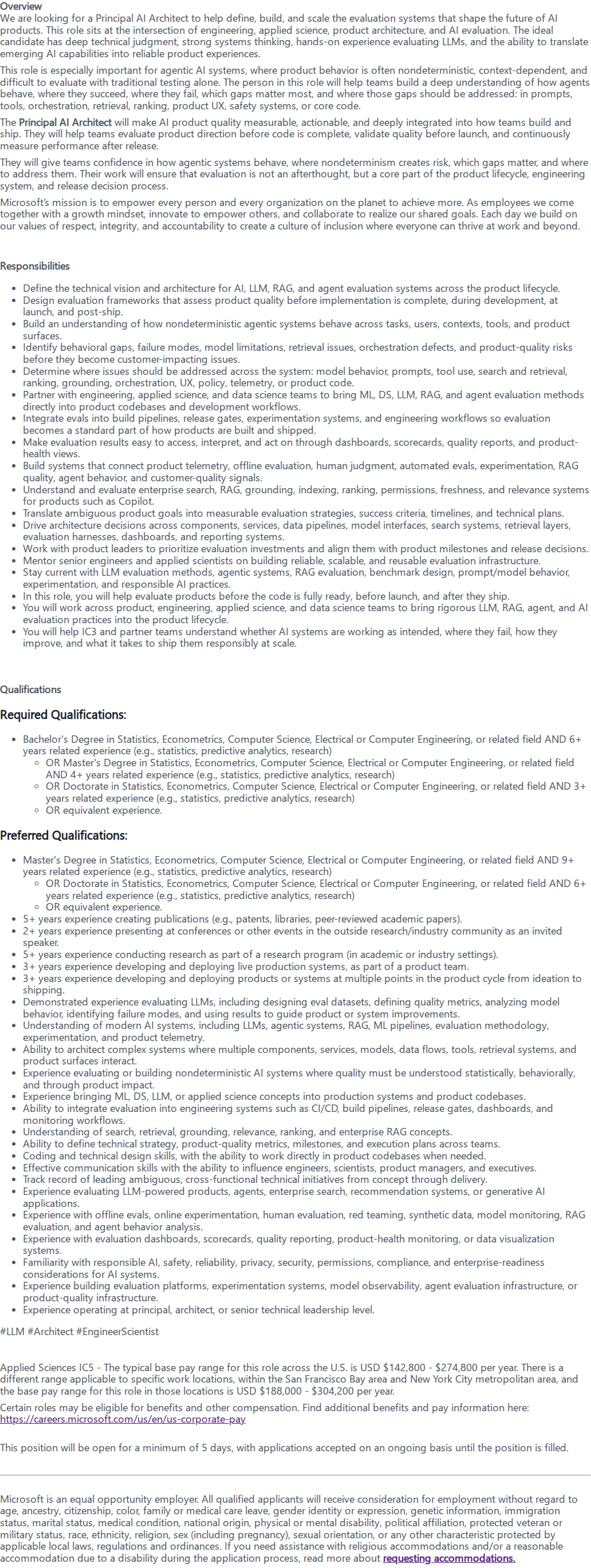 마이크로소프트(Microsoft) Principal AI Architect - M365 IC3 Team (Intelligent Conversation and Communications Cloud) 채용공고
