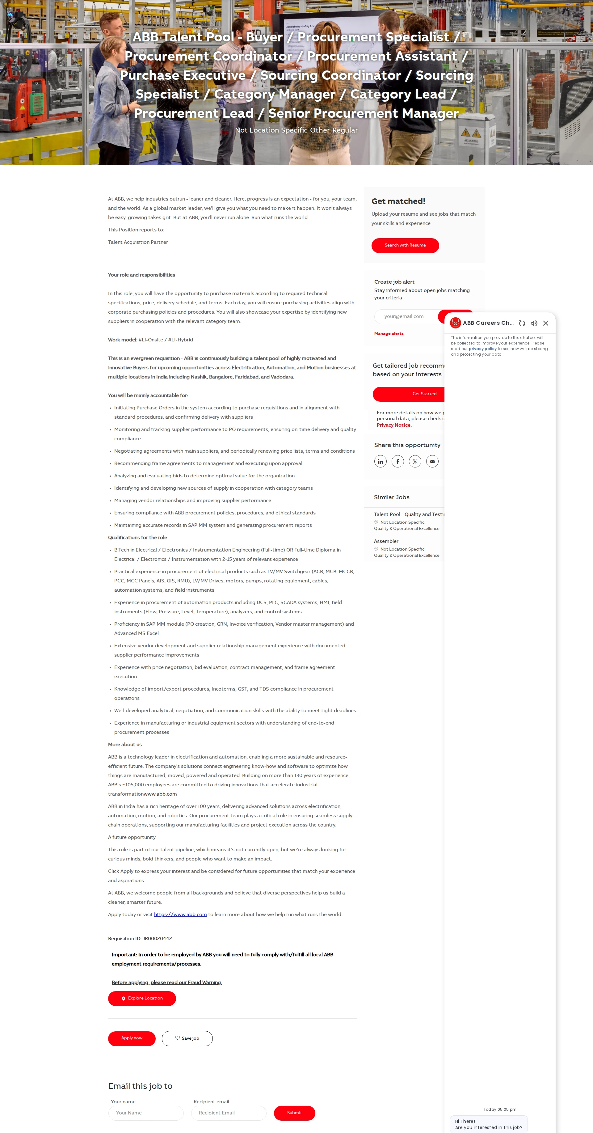 ABB코리아 ABB Talent Pool - Buyer / Procurement Specialist / Procurement Coordinator / Procurement Assistant / Purchase Executive / Sourcing Coordinator / Sourcing Specialist / Category Manager / Category Lead / Procurement Lead / Senior Procurement Manager 채용공고