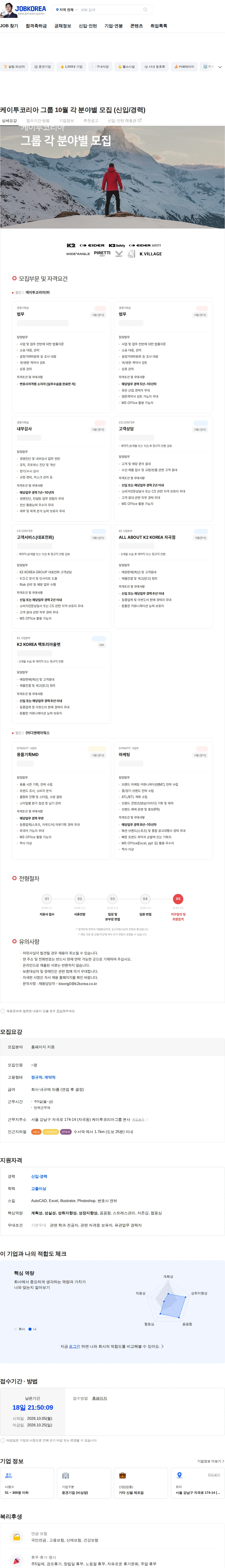 K2코리아 케이투코리아 그룹 10월 각 분야별 모집 (신입/경력) 채용공고