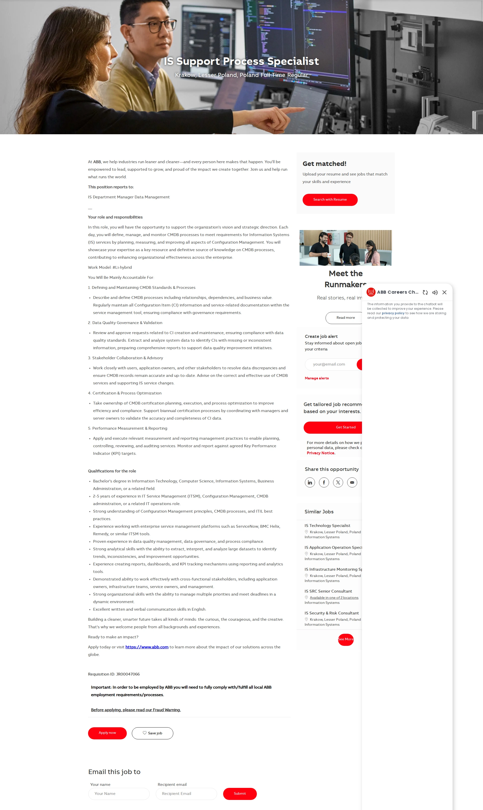 ABB코리아 IS Support Process Specialist 채용공고