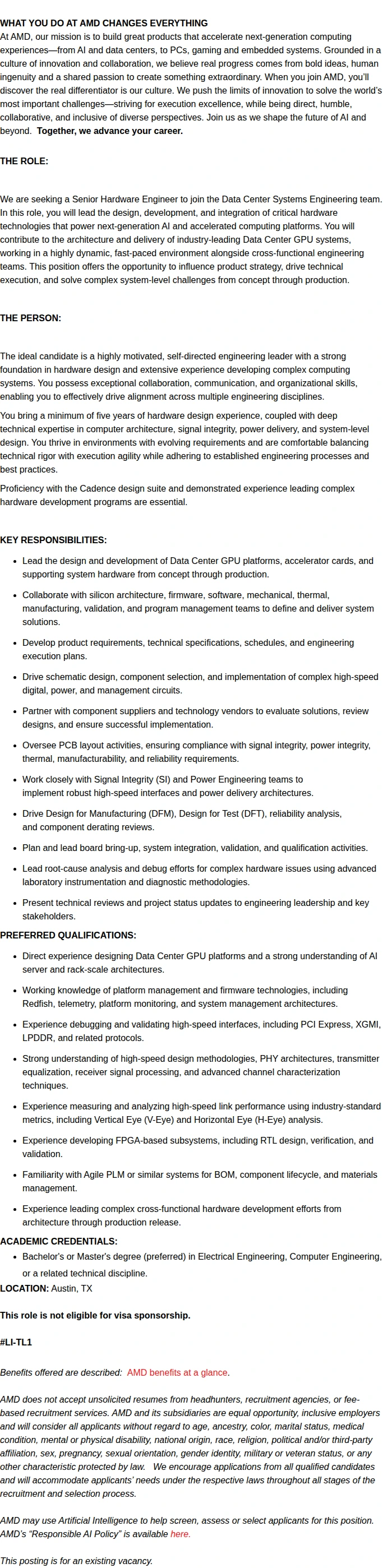 AMD Systems Design Engineer 채용공고
