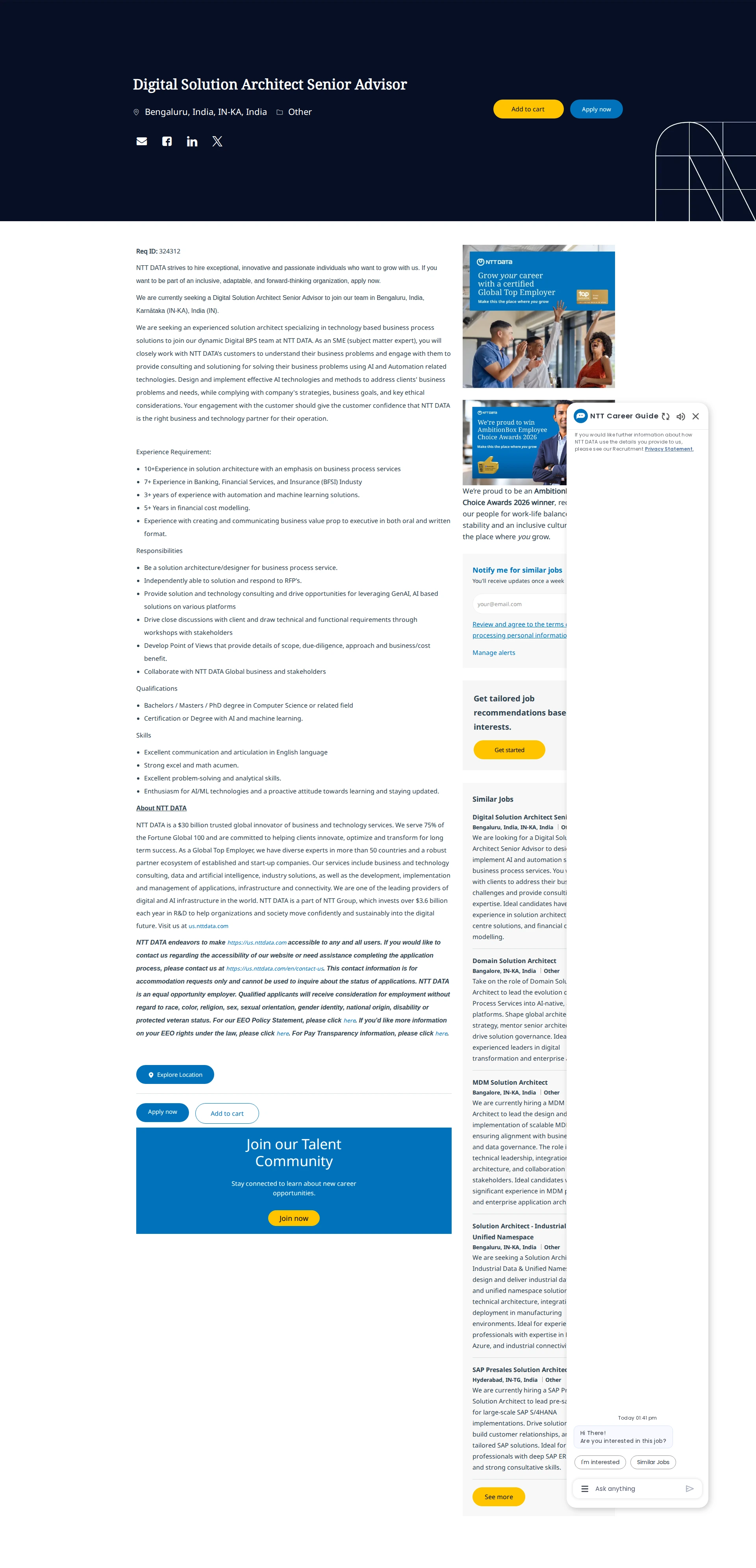 NTT데이터 Digital Solution Architect Senior Advisor 채용공고