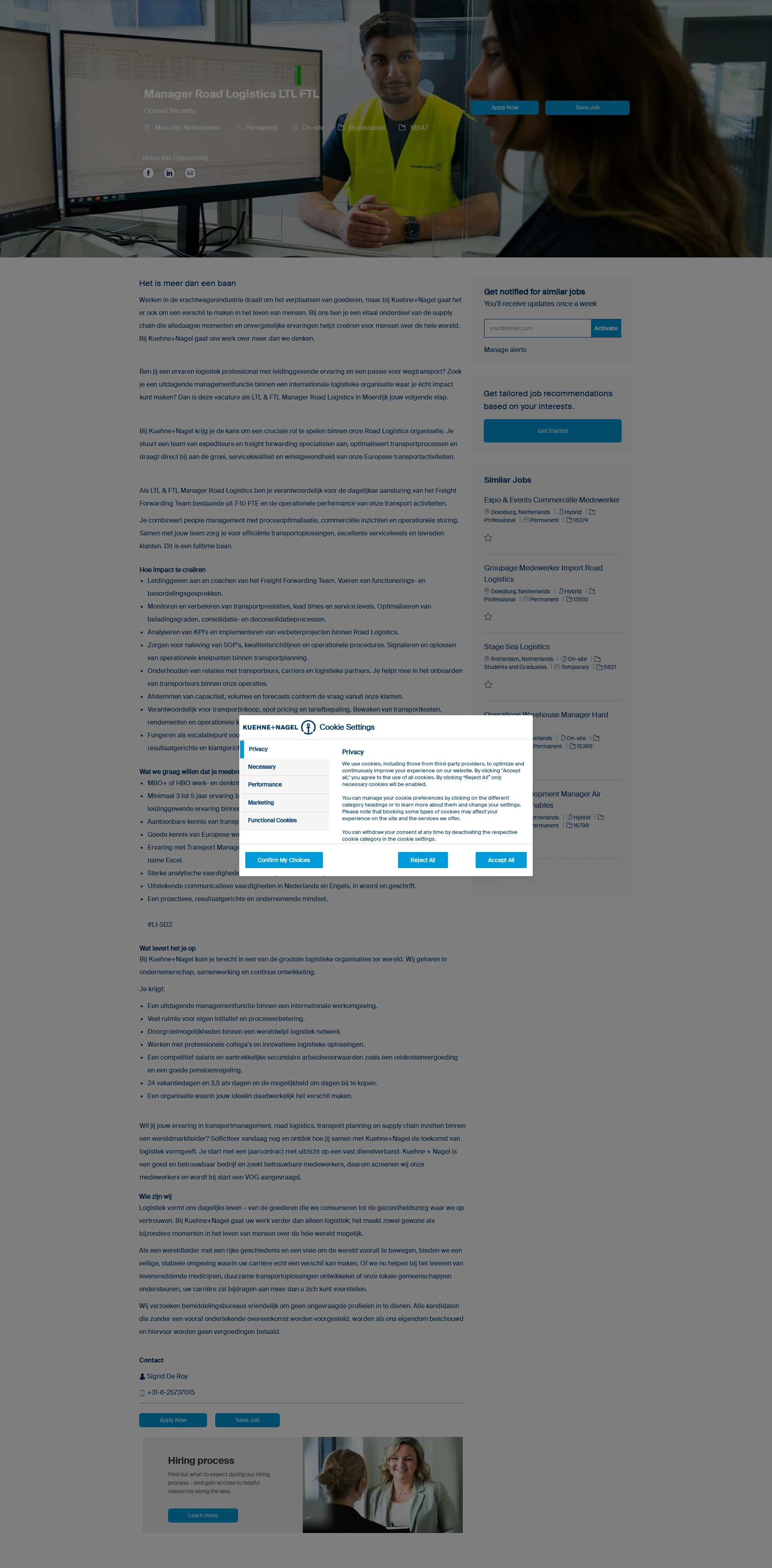 퀴네앤드나겔 Manager Road Logistics LTL FTL 채용공고