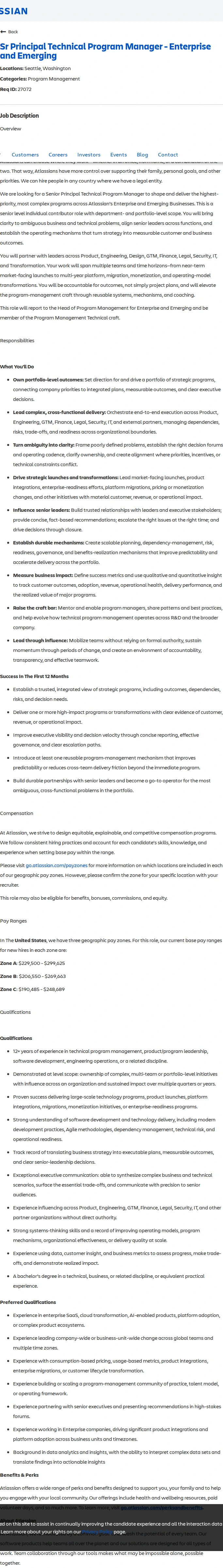 아틀라시안 Sr Principal Technical Program Manager - Enterprise and Emerging 채용공고