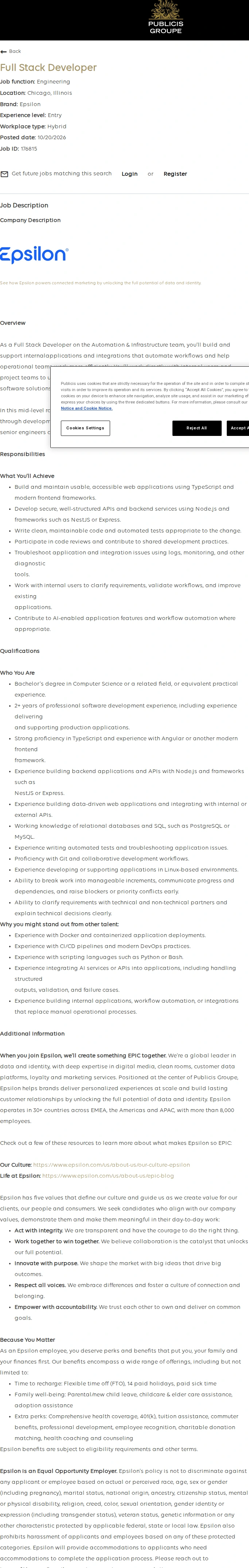 Publicis Groupe Full Stack Developer 채용공고