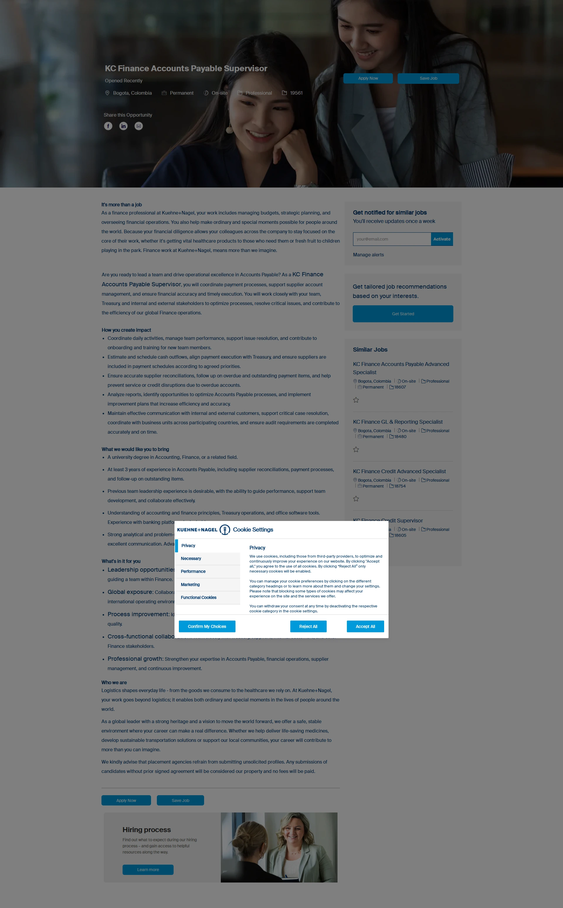 퀴네앤드나겔 KC Finance Accounts Payable Supervisor 채용공고