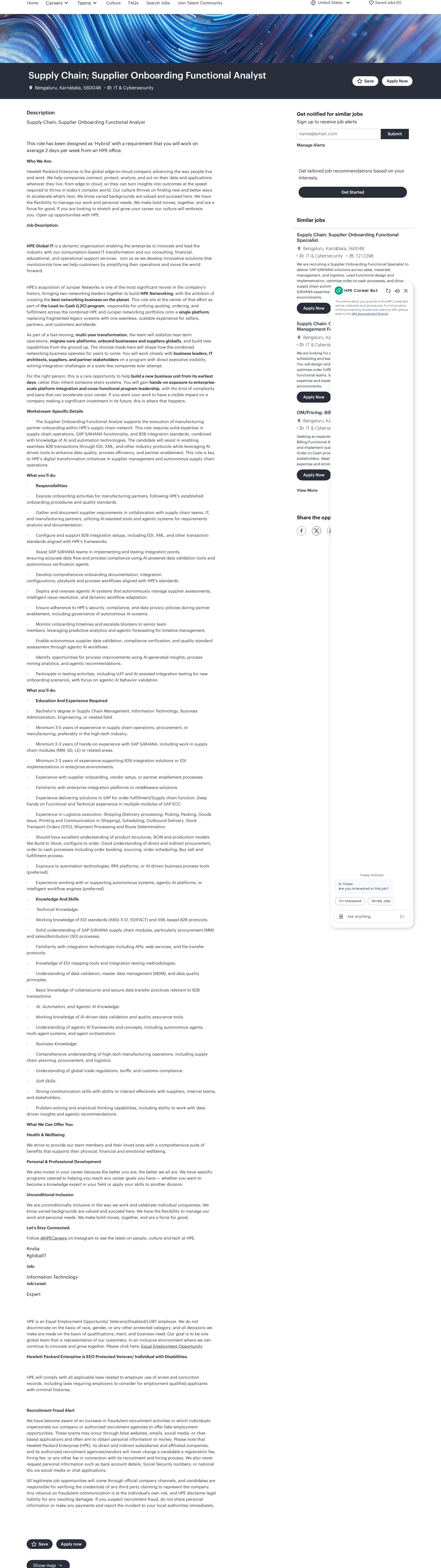 HP Supply Chain; Supplier Onboarding Functional Analyst 채용공고