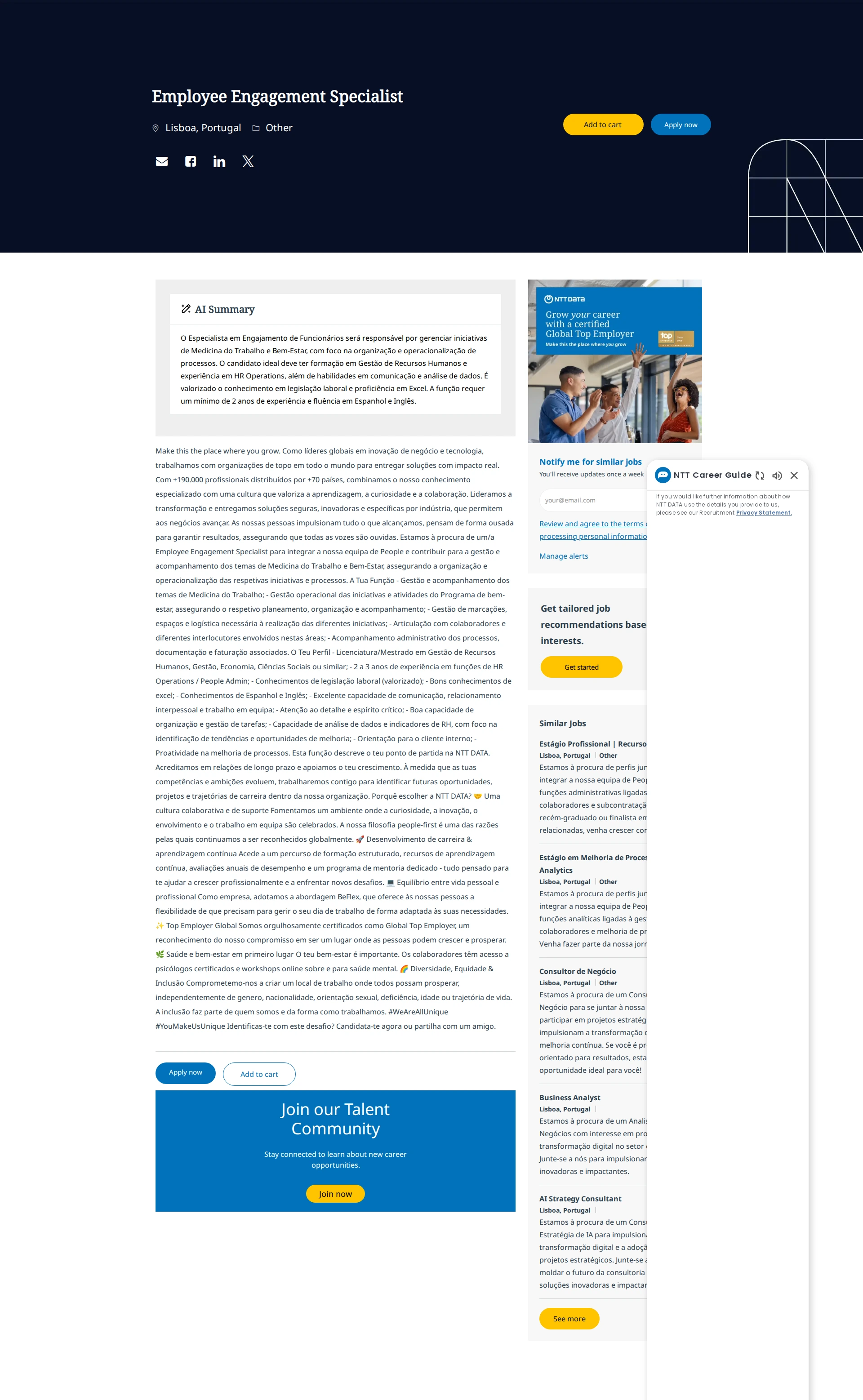NTT데이터 Employee Engagement Specialist 채용공고