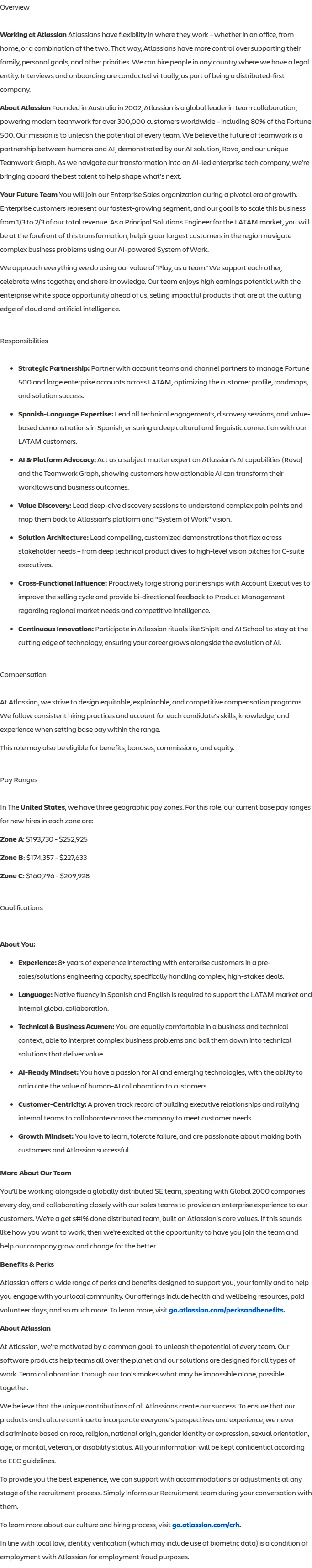 아틀라시안 Principal Solutions Engineer, Enterprise (Spanish-Speaking) 채용공고