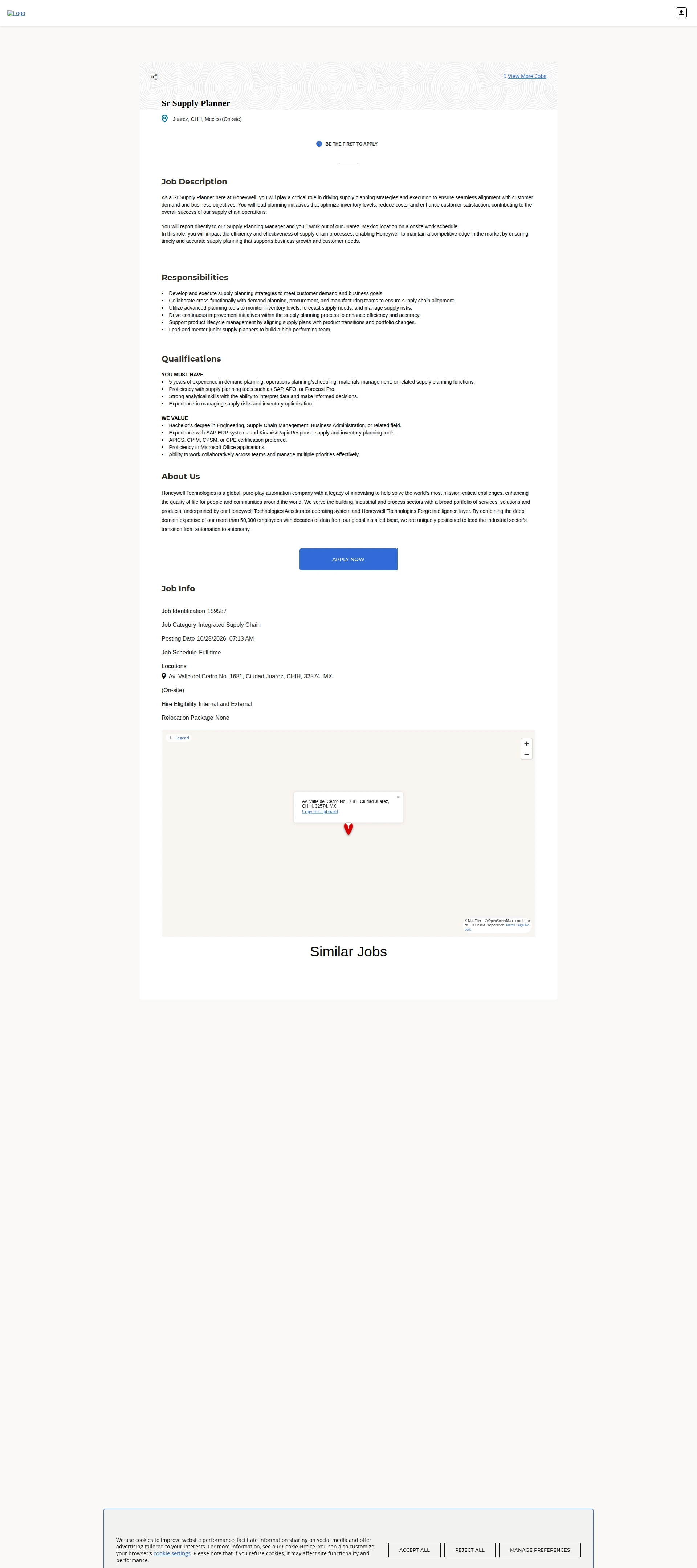 허니웰 Sr Supply Planner 채용공고