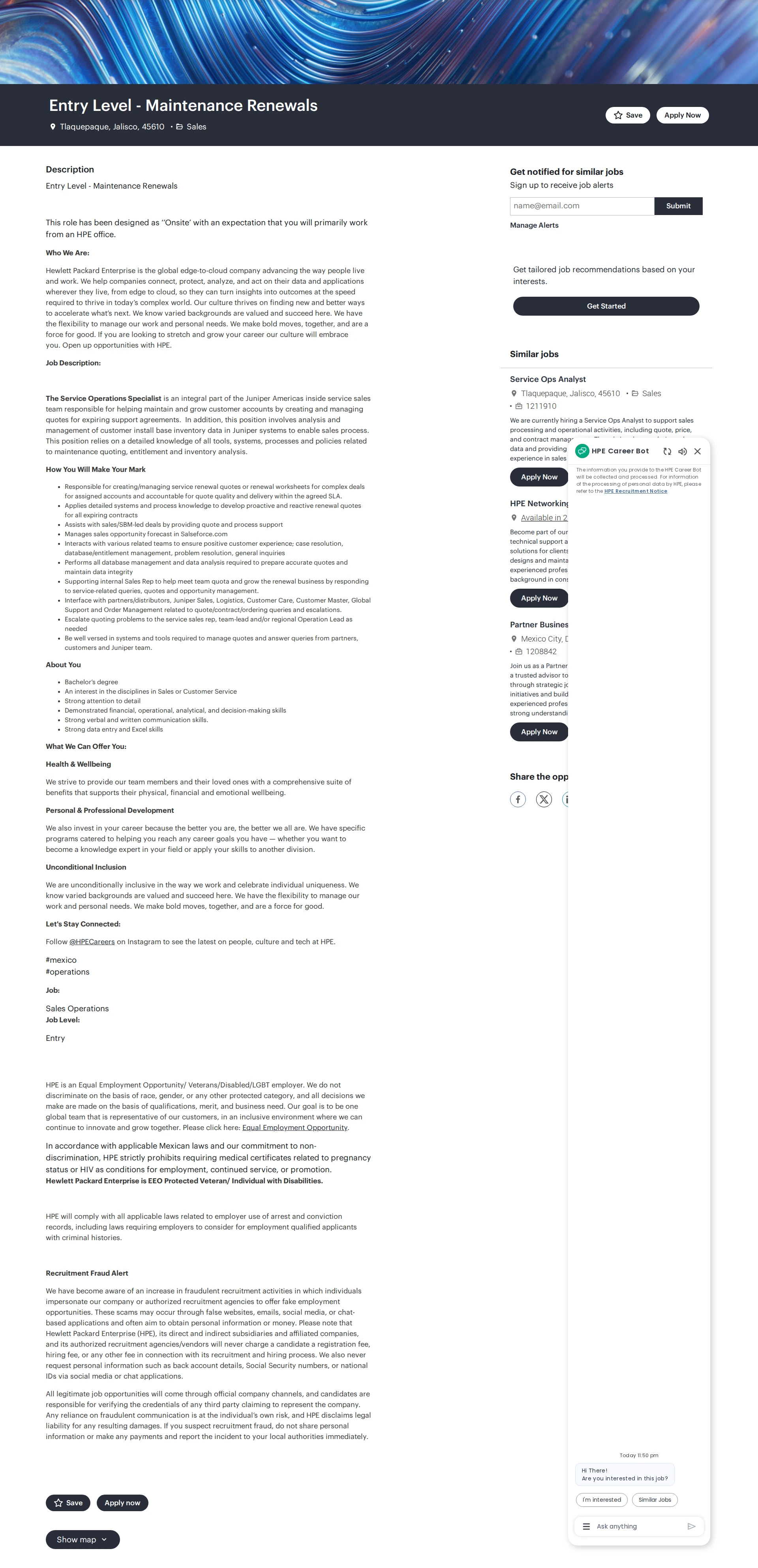 HP Entry Level - Maintenance Renewals 채용공고