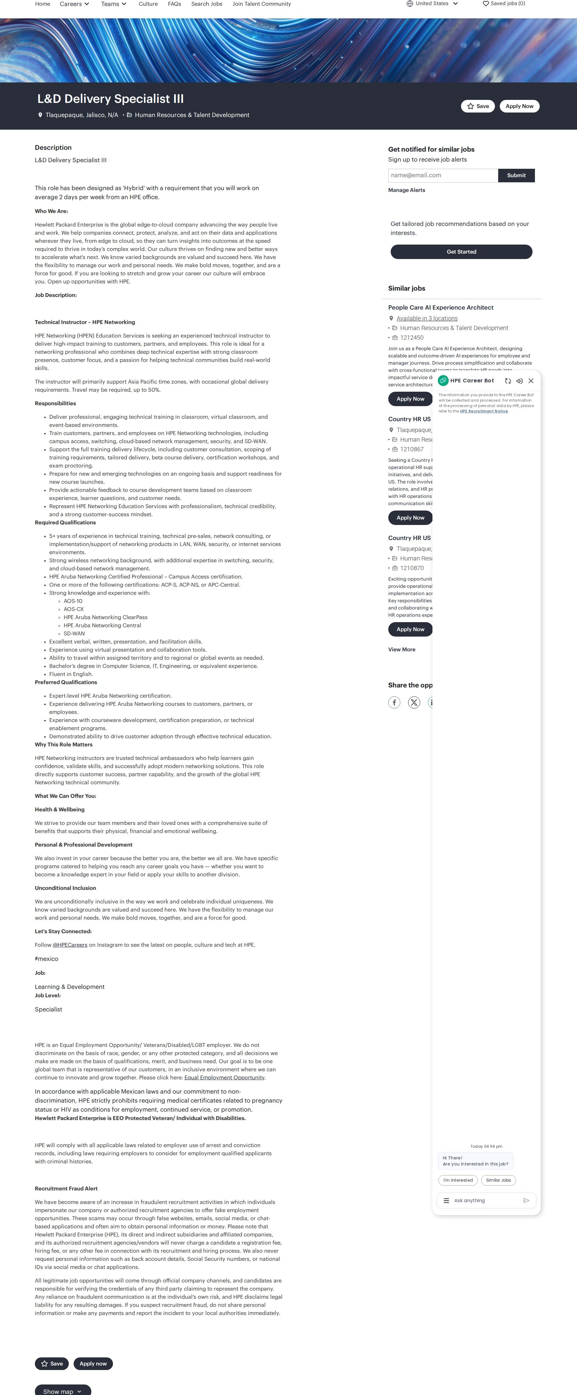 HP L&D Delivery Specialist III 채용공고