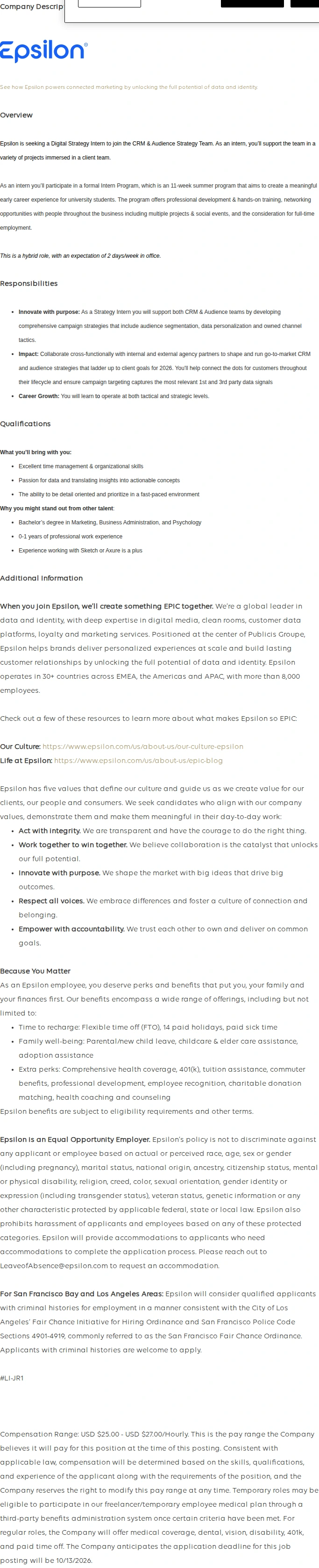 Publicis Groupe Strategy Intern 채용공고