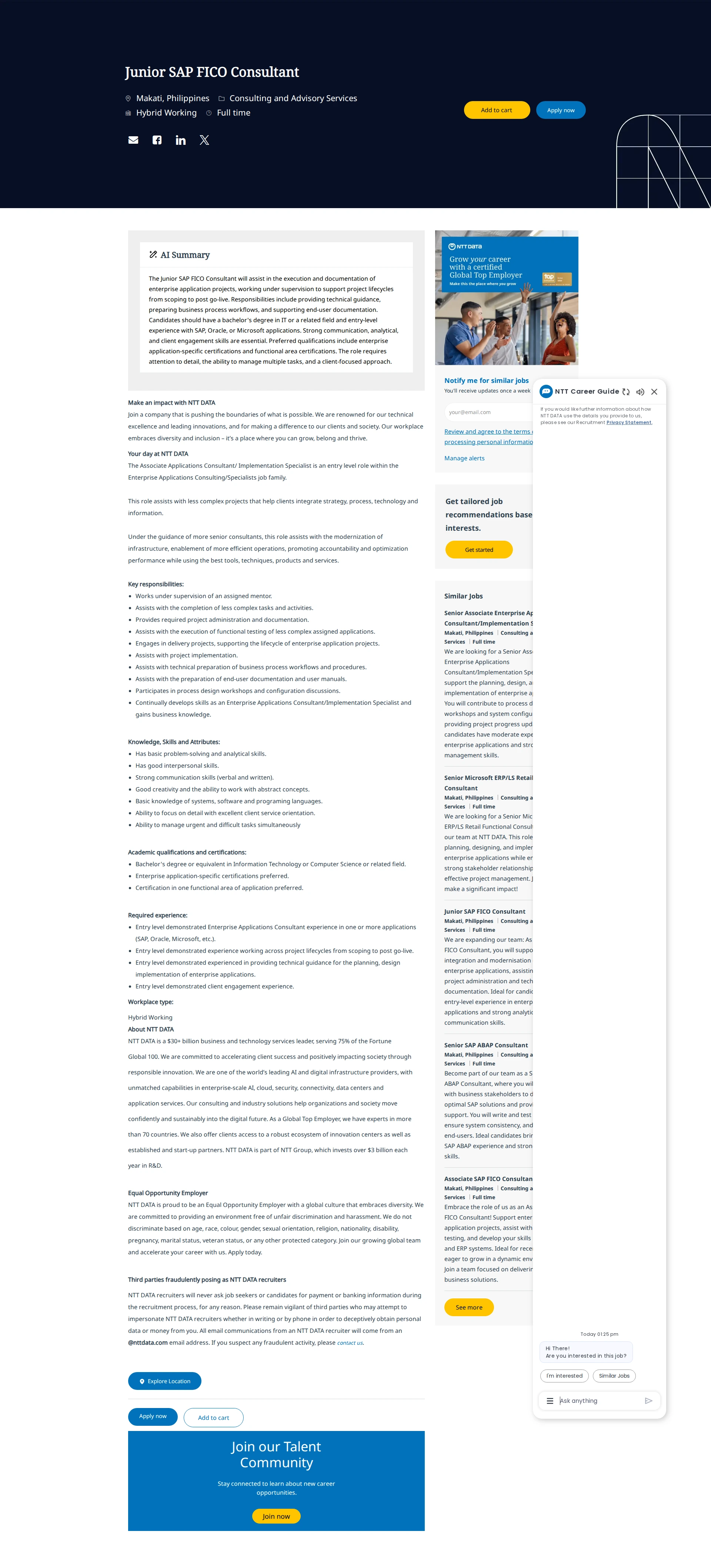 NTT데이터 Junior SAP FICO Consultant 채용공고